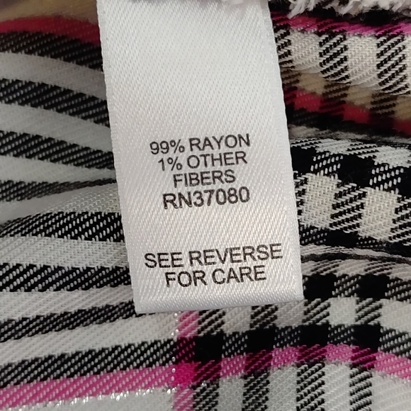 C Est. 1946 Women's Button Down Shirt Plaid Metallic Thread Flare Cuff Sz 18/20W - Picture 9 of 9